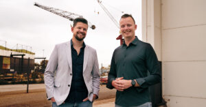 Lars Hofman and Marcel Kruithof on a ship yard, promotion Mechanical en Basic Engineering in the super yacht and maritime sector